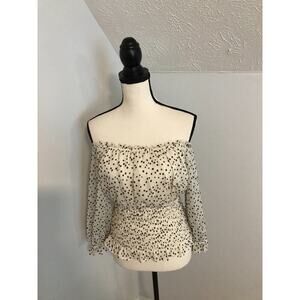 by Anthropologie Lucia Black/White Off-The-Shoulder Blouse